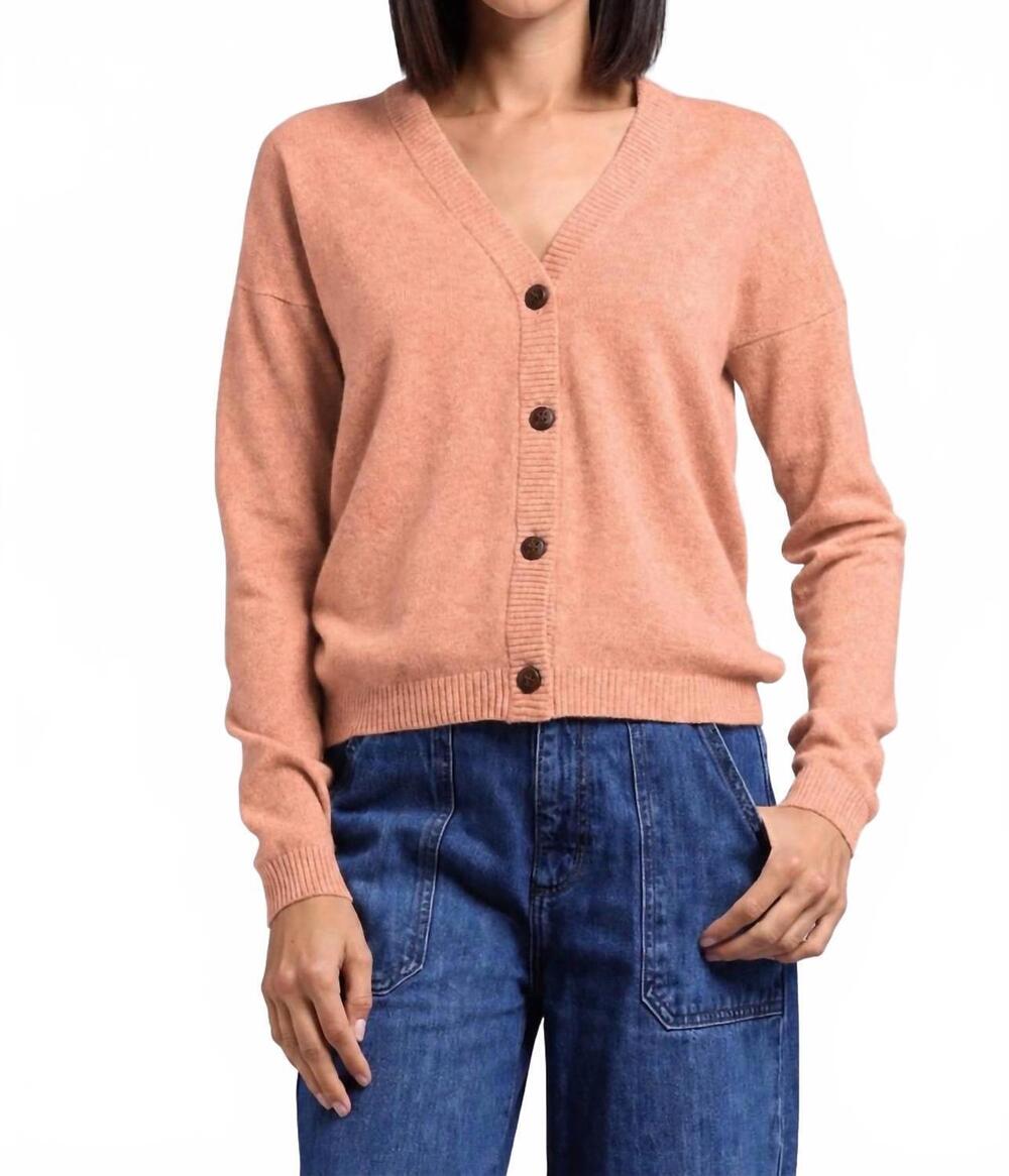 NEW MINNIE ROSE cashmere v neck cardigan in rose
